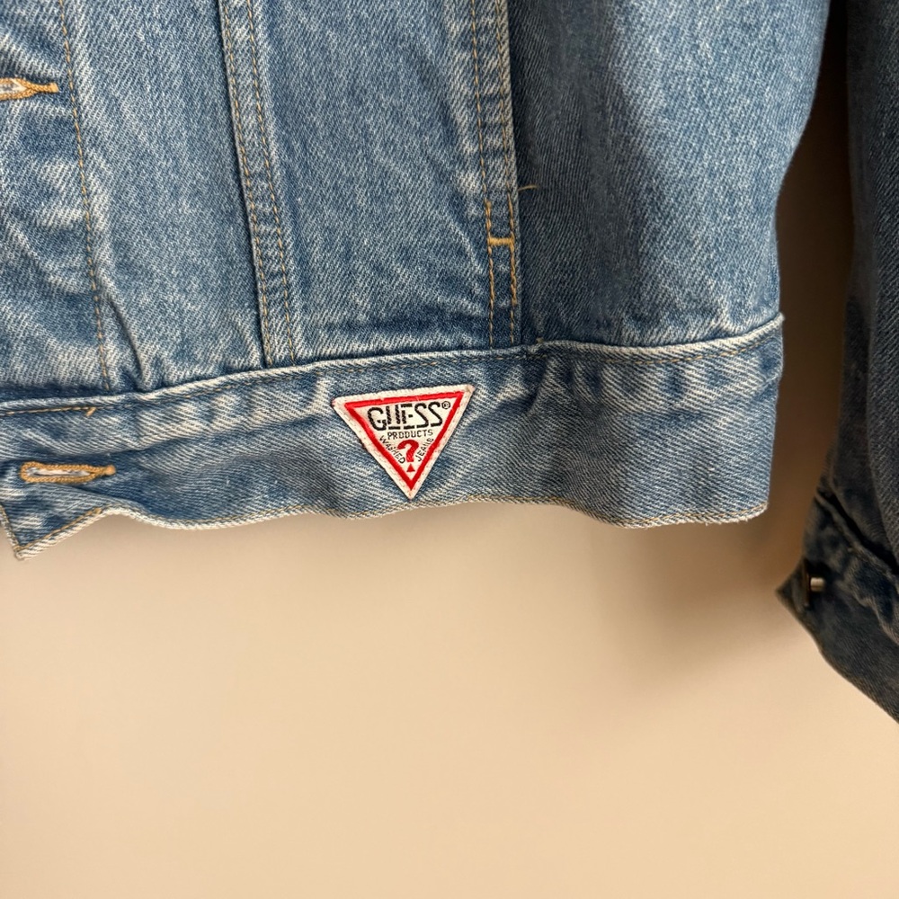 Vintage 80s Georges Marciano for Guess Medium Denim Jean Jacket with Patch VGVC - Picture 5 of 7